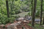 Stairs to reach the river and fire pit area